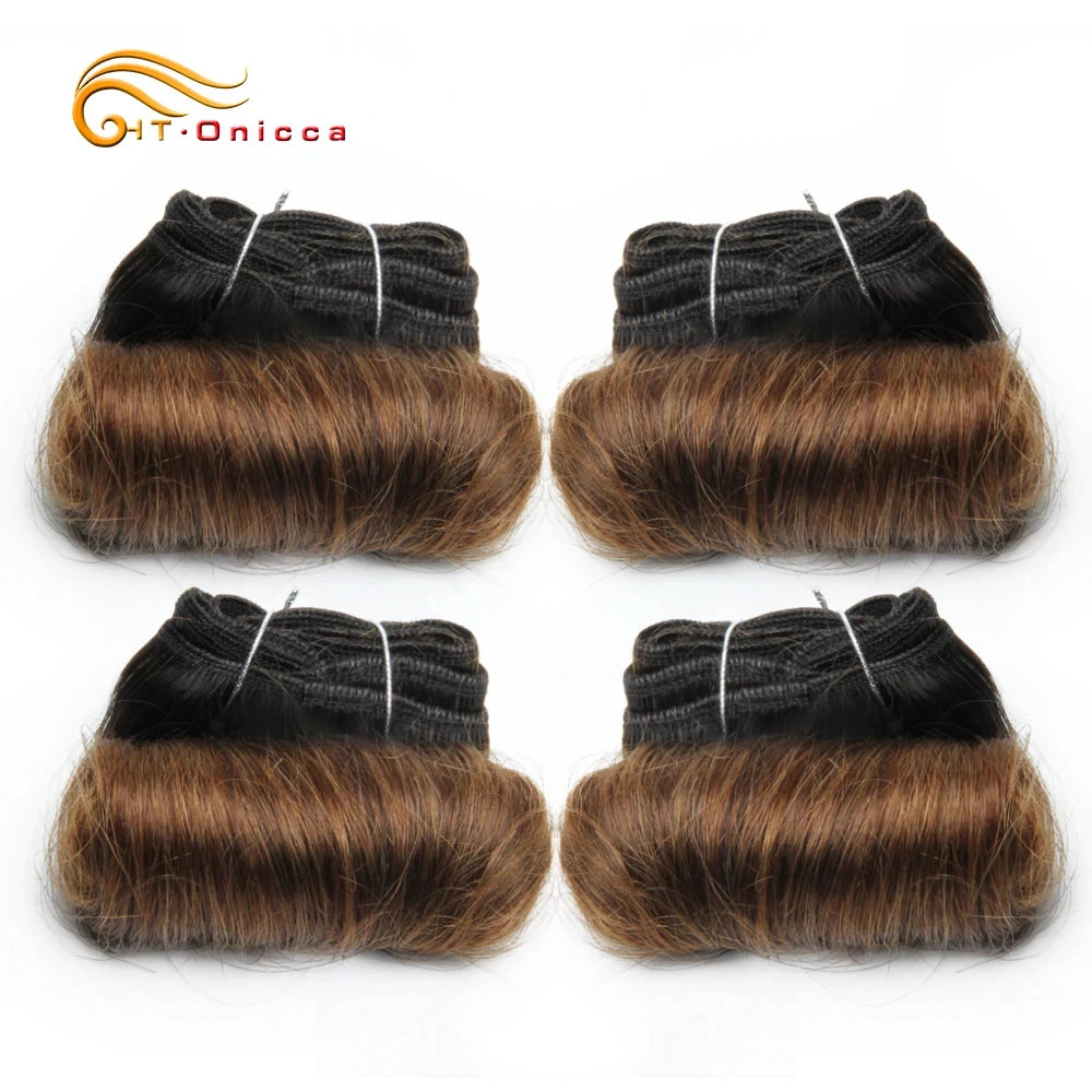 4Pcs/Lot Blonde Curly Bundles 100% Human Hair Ombre Color 1B 27 30 99J Brazilian Remy Hair Weave Bundles Human Hair Extension