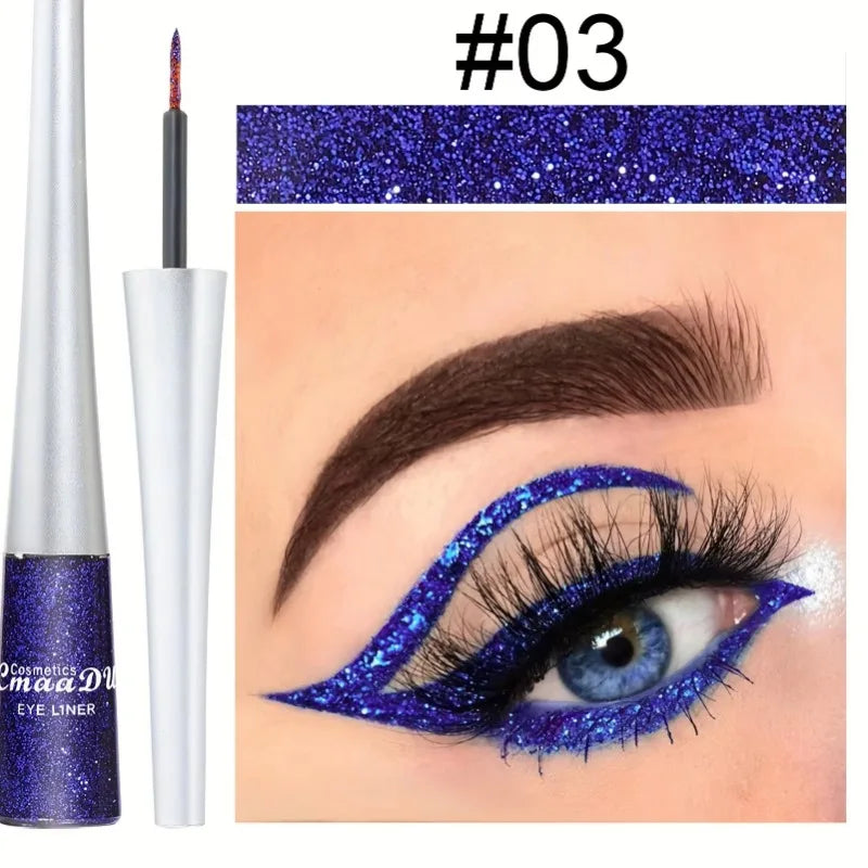 1PC Glittering Liquid Eye Shadow, Eyeliner, Pearlescent Sequins, High Saturation, Easy Makeup Removal, Suitable for Festivals