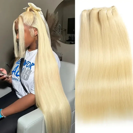 Straigh 613 Blonde 1/3/4 Brazilian Hair Bundles Straight Weave Remy 100% Human Hair Weft 24 26 28 30 32 34 36 38 40 Inch Bundle