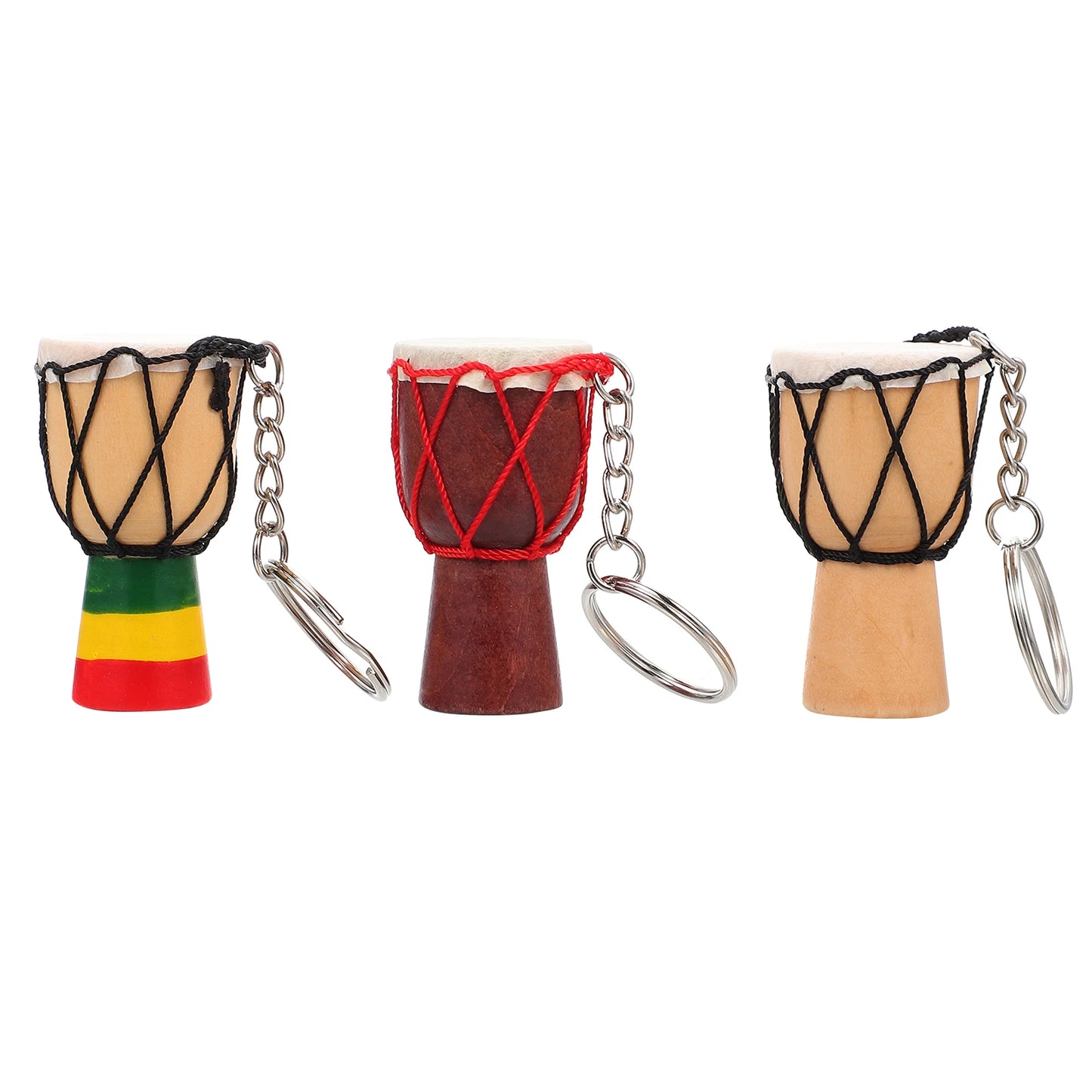 3pcs African Drum Keychains Lovely Key Chain Pendant Handbag Decor Backpack Pendant Wooden Djembe Retro Ring Mini Shape Durable