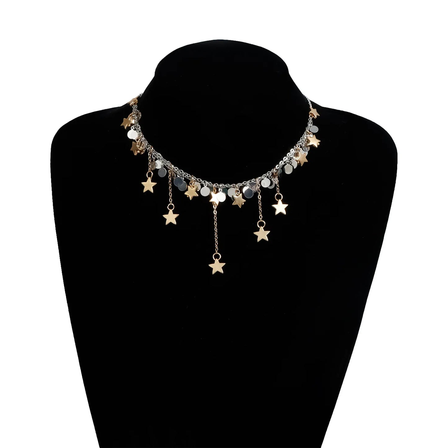 Geometric Multi Star Charm Necklace Women's Luxury Fashion Spicy Girl Style Jewelry Accessories