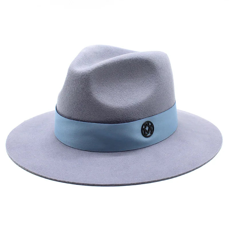 100% Wool Fedora Hat - Wide Brim Floppy Jazz Cap