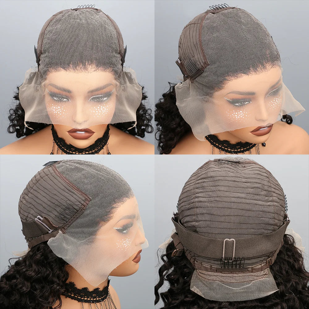 26inch Kinky Straight Human hair Wig 13X6 Transparent Lace Front Wigs Yaki Straight 180% Density Natural Black