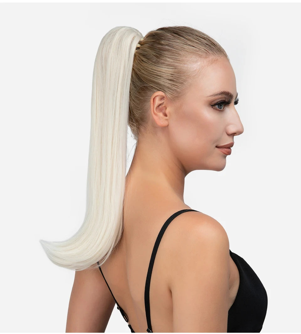 SARLA Claw Clip Ponytail Extension - Long Silky Straight Synthetic Hair