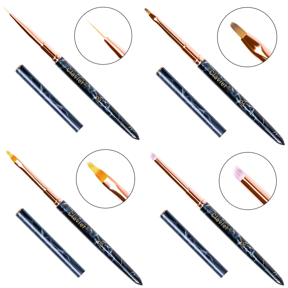 Nail Art Stripes Lines Pen DIY Painting Brush Liquid Powder Acrylic UV Gel Extension Builder Drawing Pen Manicure Tools