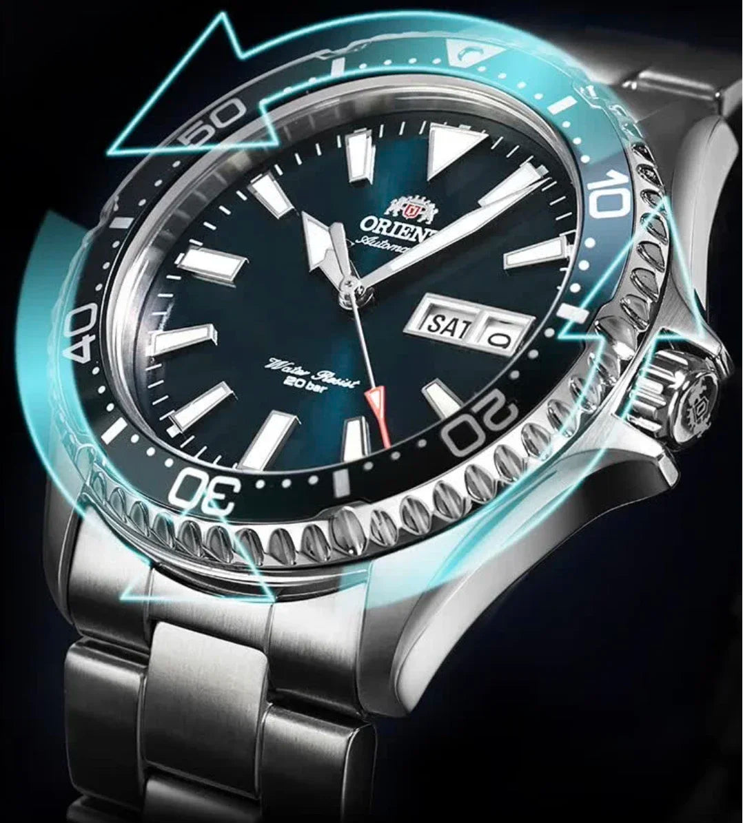 Orient Double Lion Fully Automatic Mechanical Watch Men's Green Water Ghost Watch Men's Diving Watch Original Imported 1:1