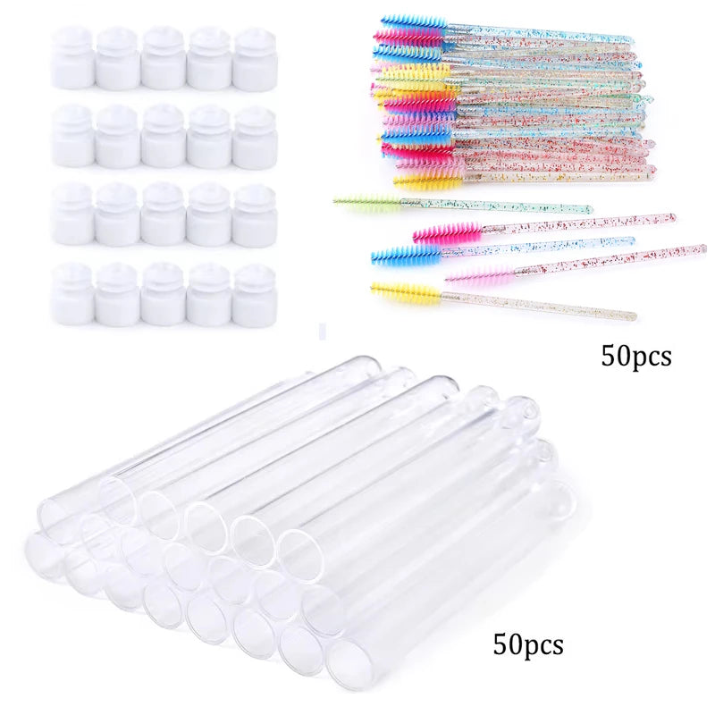 Eyelash Brush Tube With Eyebrow Brushes Reusable Mascara Wands Replaceable Makeup Applicators Dust-proof Lash Extension Supplies