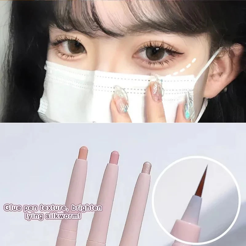 Matte Brightening Lying Silkworm Shadow Pen Double-end Ultra-fine Quick Dry Highlighter Pen Eye Makeup Lasting Beauty Eye Makeup