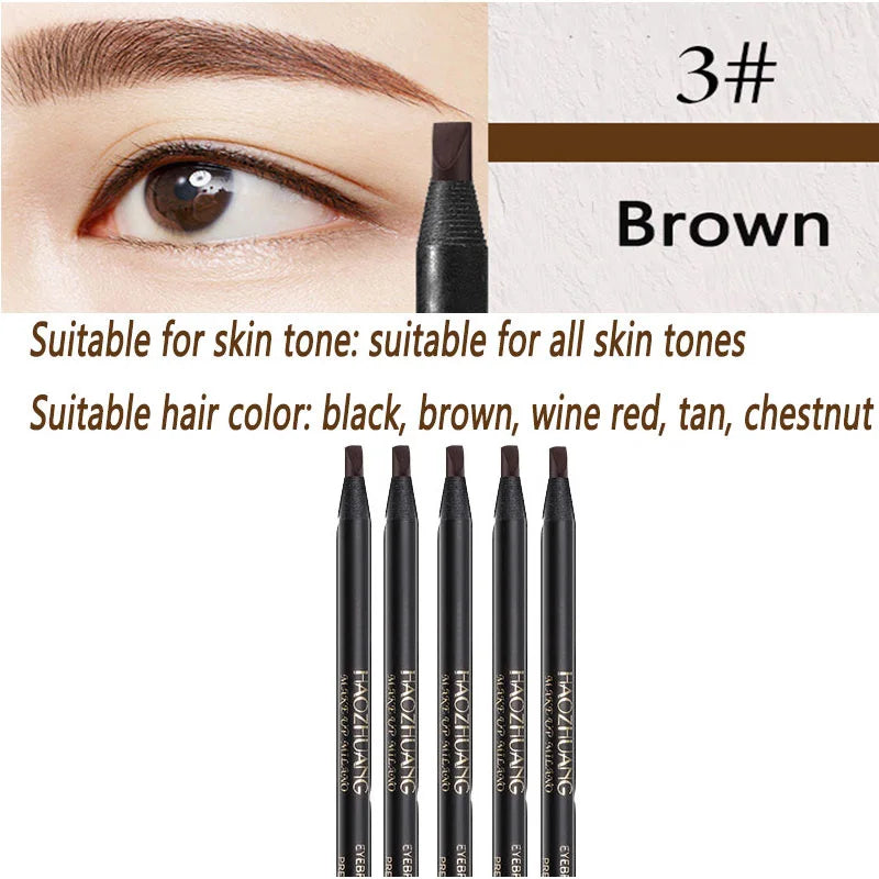5PCS Haozhuang Eyebrow Pencil Brown Wholesale Cosmetic Pencil Product Natural Waterproof Long-Lasting Tattoo Brush Makeup Beauty