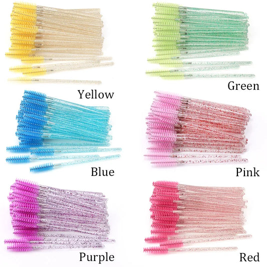 50pcs/set Professional Eyebrow Mascara Wand Applicator Eyelash Brush Wholesale Disposable Lash Wands Eyelash Extension Supplies