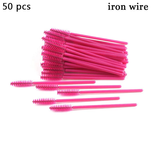 50pcs/set Professional Eyebrow Mascara Wand Applicator Eyelash Brush Wholesale Disposable Lash Wands Eyelash Extension Supplies