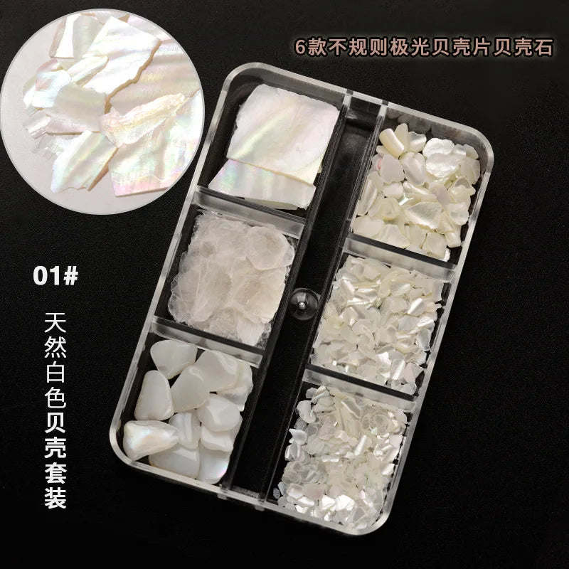 Natural Abalone Shell Slices Nail Art Decorations 3D Irregular Sea Shell Stone Flakes Aurora Charms Fragment Nails Accessories