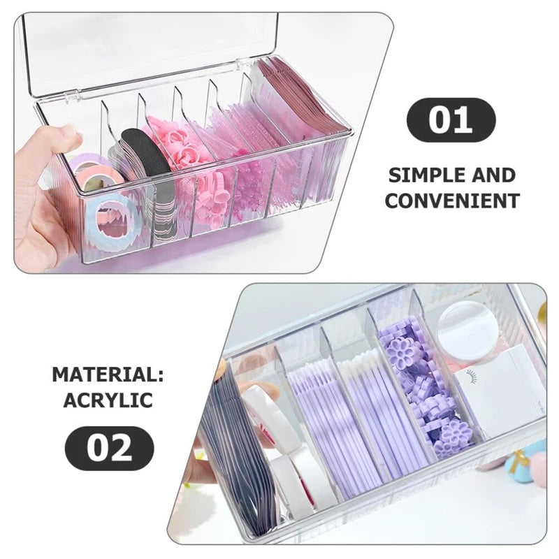 Transparent Eyelash Beauty Organizer Display Rack Makeup Cotton Swabs Storage Box for Grafting Lash Eyelash Extension Supplies
