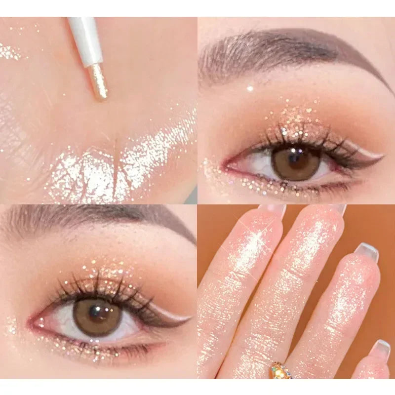 6Color Shiny Eyeliner Highlighter Stick Pearl Matte Lying Silkworm Pen Tea Brown Eye Shadow Waterproof Beauty  Makeup Cosmetics